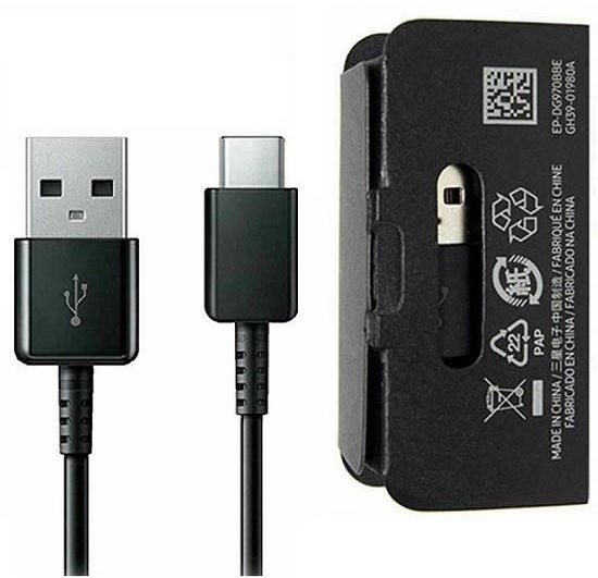 Samsung - Fast Charging Power Adapter Charger With Type-C Data Cable For Samsung S10 Plus Black - Image 1