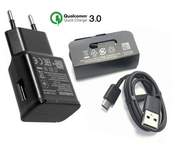 Samsung - Fast Charging Power Adapter Charger With Type-C Data Cable For Samsung S10 Plus Black - Image 1