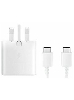 Samsung 3-Pin Super Fast Charging 25W Power Adapter Charger With Type-C Cable White 