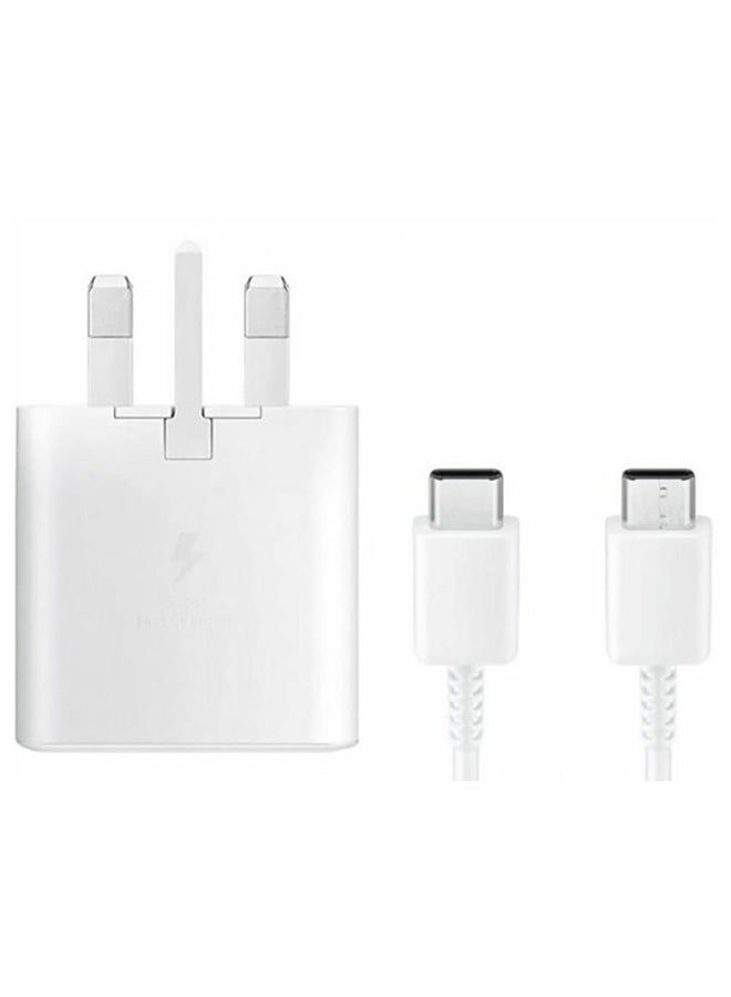 Samsung - 3-Pin Super Fast Charging 25W Power Adapter Charger With Type-C Cable White - Image 1