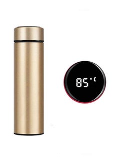 Vaccum Flask Water Bottle With Temprature Display Gold 24.3x7.5x6.5cm