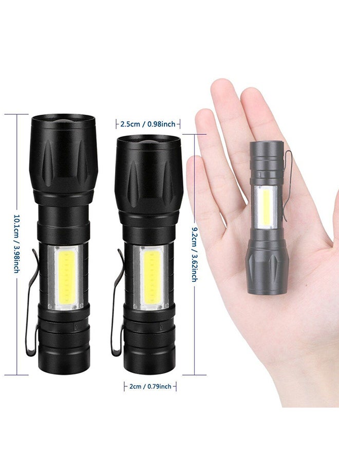 Generic - Mini 3 Mode XPE COB Rechargeable Pocket Clip LED Flashlight Torch With Box Black 10.1cm - Image 1