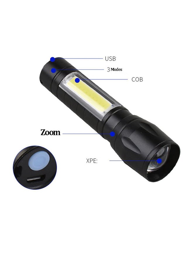 Generic Mini 3 Mode XPE COB Rechargeable LED Flashlight Torch With Box Black 10.1cm  - Image 2