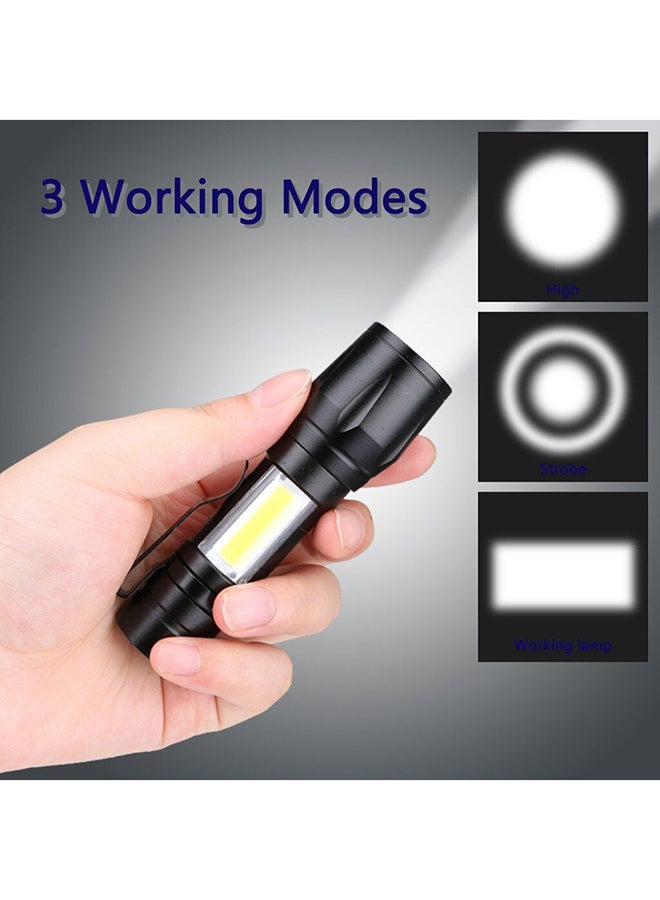 Generic - Mini 3 Mode XPE COB Rechargeable Pocket Clip LED Flashlight Torch With Box Black 10.1cm - Image 1