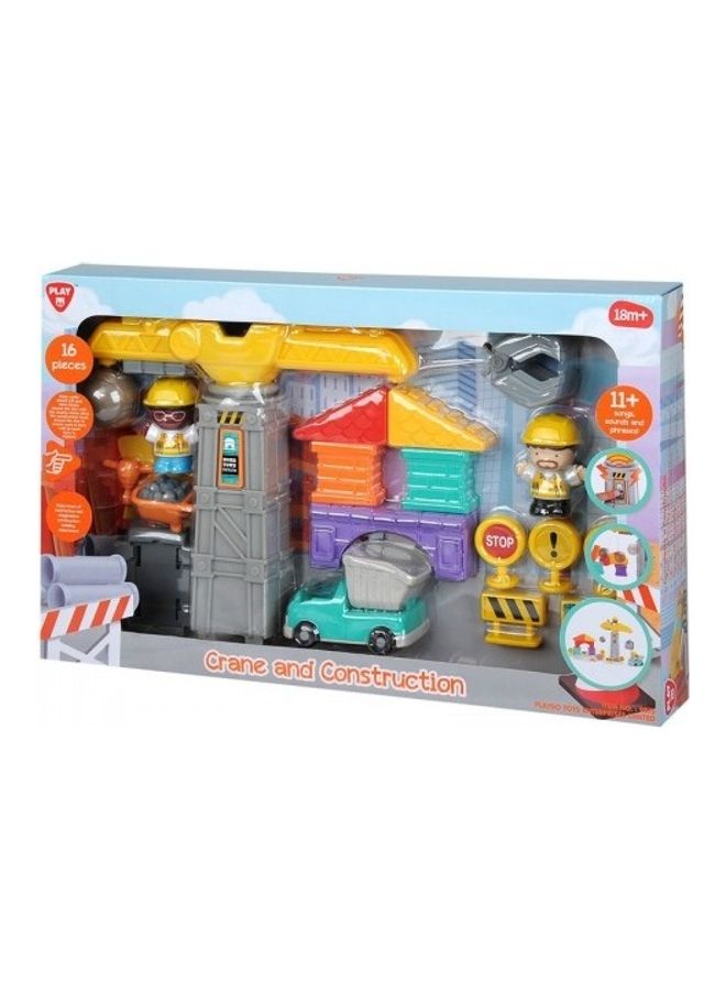 PLAYGO 4892401098757 16-Piece Crane And Constraction Building Playset 2+ Years 