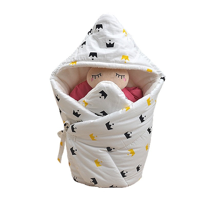 بطانية تقميط مريحة وناعمة من القطن بتصميم رسومات كرتونية مناسبة لفصل الخريف والشتاء من قطعة واحدة - Image 1