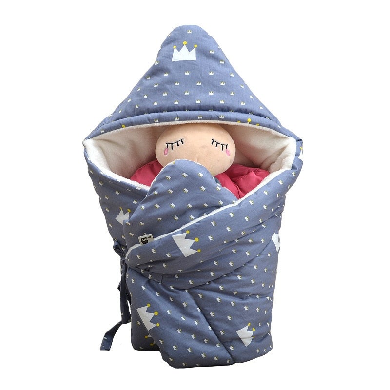 بطانية تقميط مريحة وناعمة من القطن بتصميم رسومات كرتونية مناسبة لفصل الخريف والشتاء من قطعة واحدة - Image 1