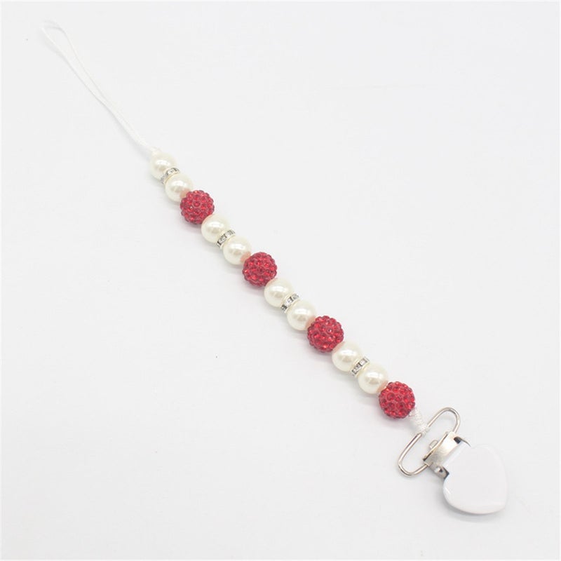 1-Piece Set Infant Nipple Holder Crystal Beads Baby Pacifier Clips Chain - Image 1