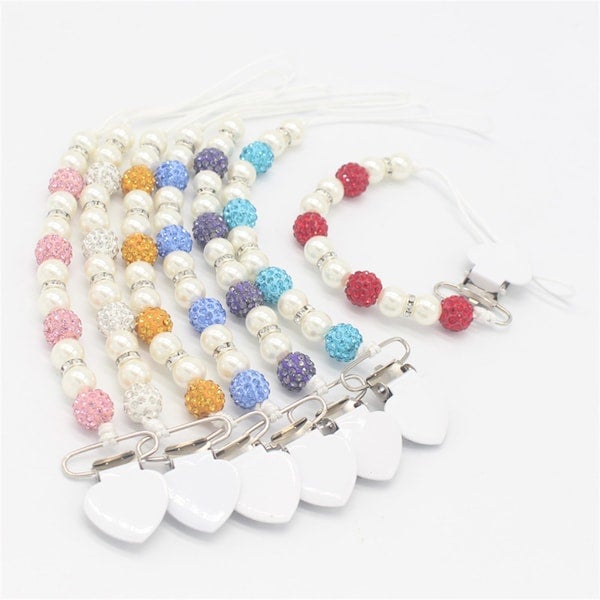 1-Piece Set Infant Nipple Holder Crystal Beads Baby Pacifier Clips Chain - Image 2