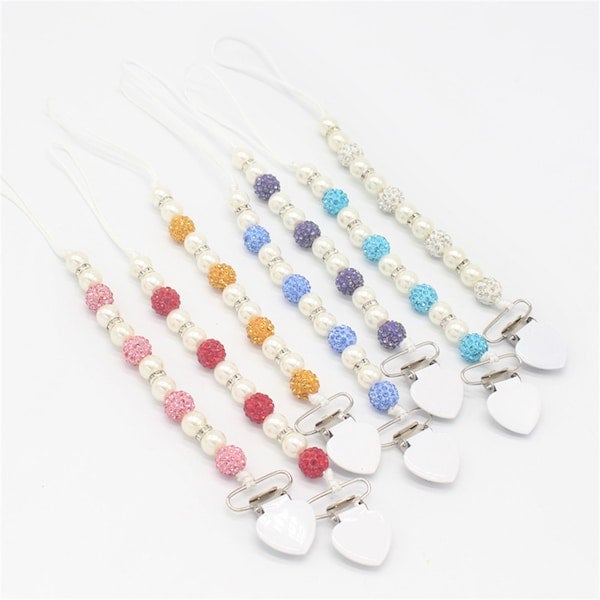 1-Piece Set Infant Nipple Holder Crystal Beads Baby Pacifier Clips Chain - Image 3