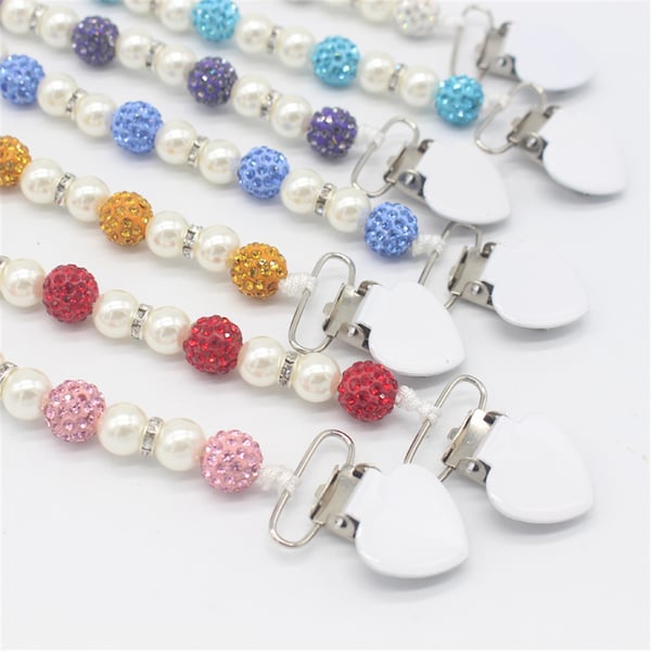 1-Piece Set Infant Nipple Holder Crystal Beads Baby Pacifier Clips Chain - Image 4
