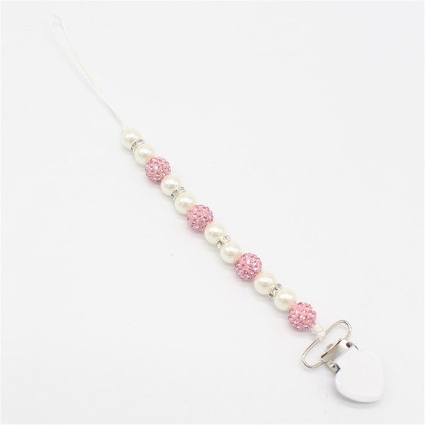 1-Piece Set Infant Nipple Holder Crystal Beads Baby Pacifier Clips Chain - Image 5