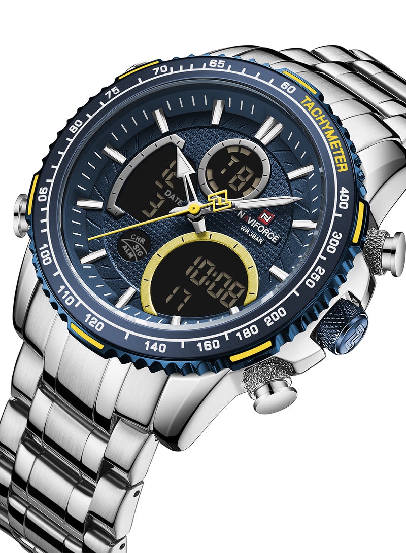 NAVIFORCE - Men's Stainless Steel Analog+Digital Wrist Watch NF9182 S/BE - Image 1