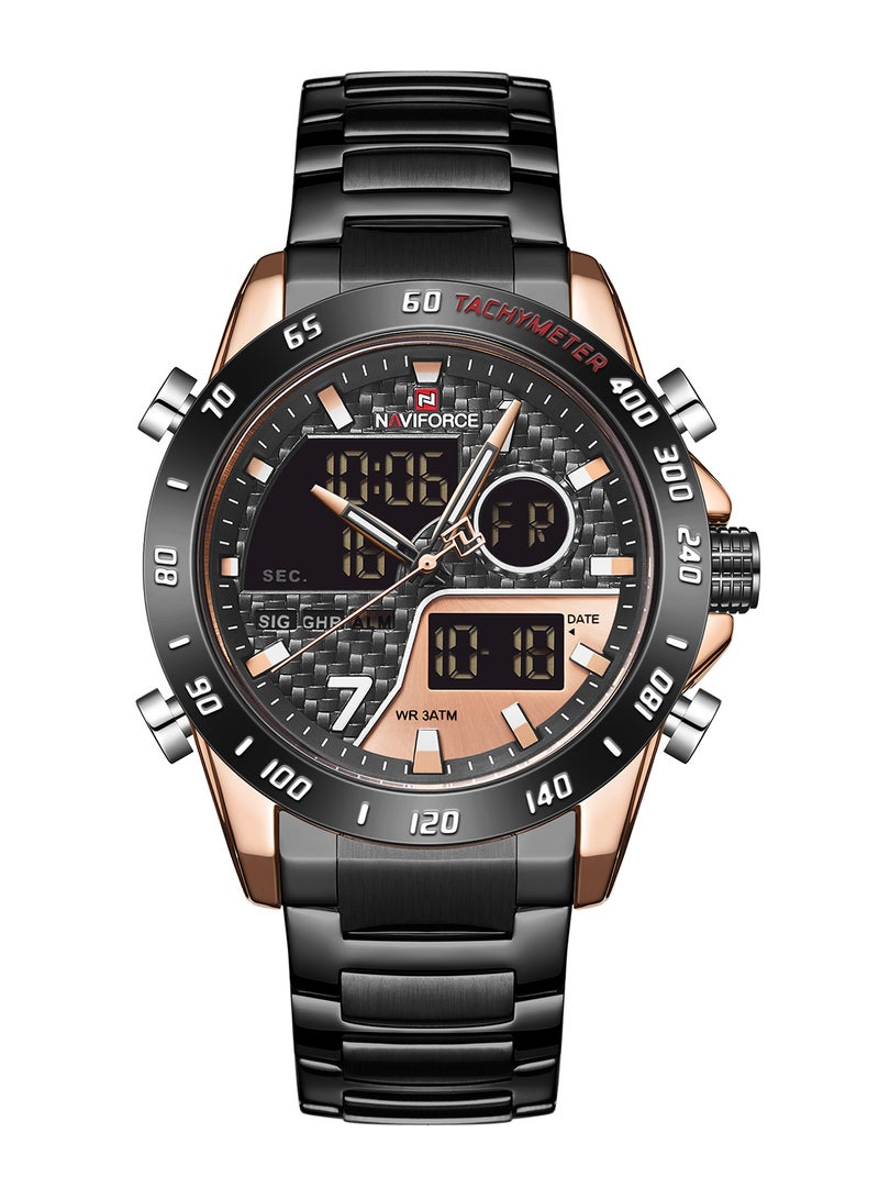 NAVIFORCE Men's Stainless Steel Analog & Digital Wrist Watch NF9171 RG/RG/B - 45 mm - Black  - Image 1