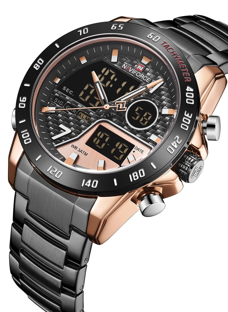 NAVIFORCE Men's Stainless Steel Analog & Digital Wrist Watch NF9171 RG/RG/B - 45 mm - Black  - Image 2