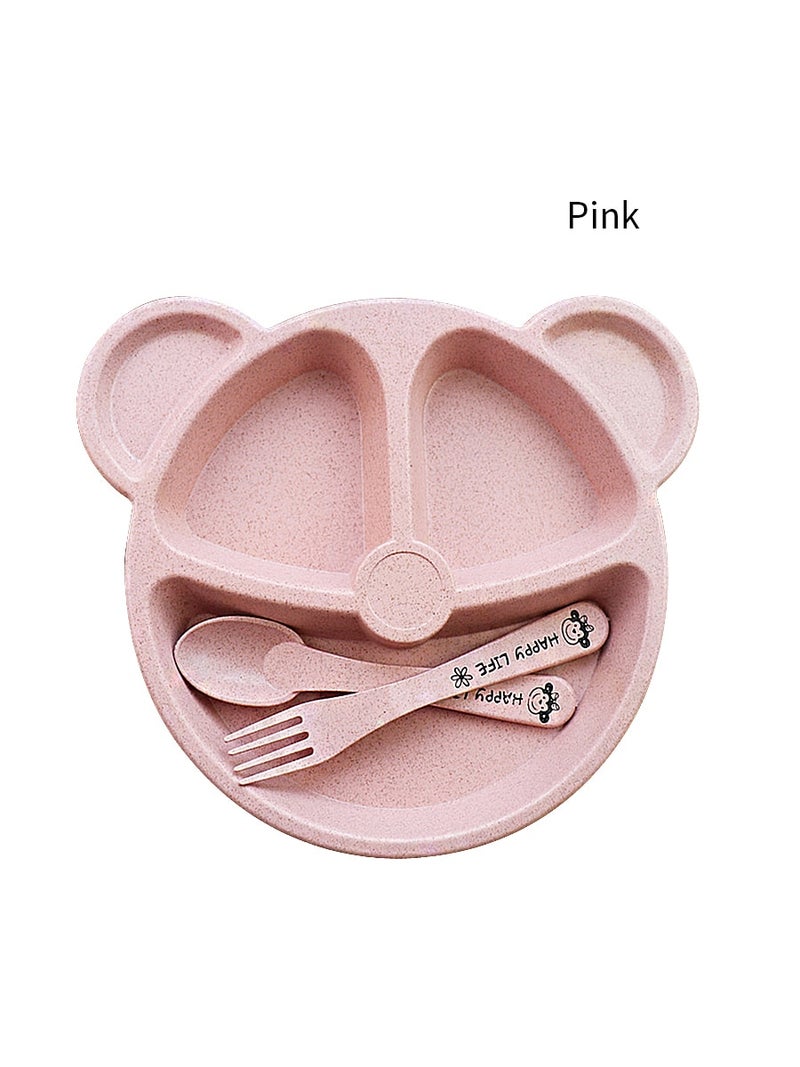 3-Piece Children's Wheat Stalks Dinner Plate Fork Spoon Cutlery Set - Image 1