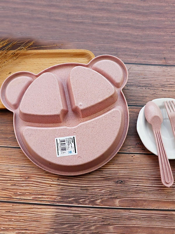 3-Piece Children's Wheat Stalks Dinner Plate Fork Spoon Cutlery Set - Image 5