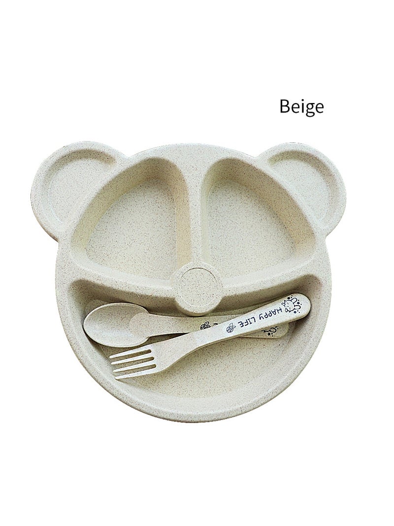 3-Piece Children's Wheat Stalks Dinner Plate Fork Spoon Cutlery Set - Image 1