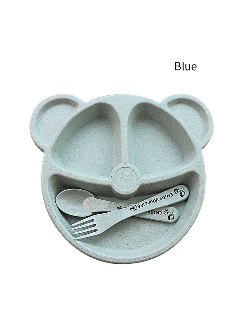 3-Piece Children's Wheat Stalks Dinner Plate Fork Spoon Cutlery Set - Image 1