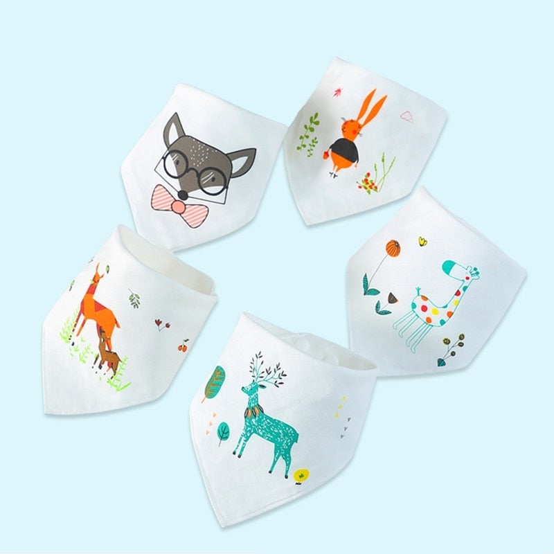 5-Piece Cartoon Pattern Baby Bibs Set - Image 1