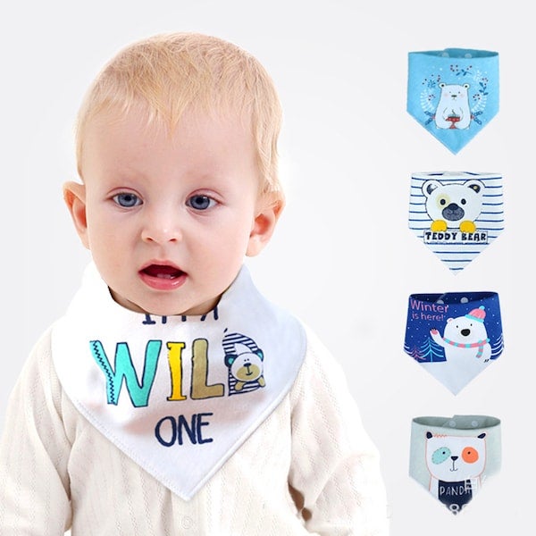5-Piece Cartoon Pattern Baby Bibs Set - Image 3