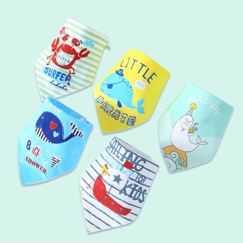 5-Piece Cartoon Pattern Baby Bibs Set - Image 1