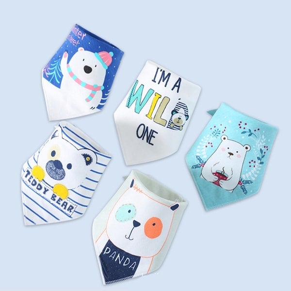 5-Piece Cartoon Pattern Baby Bibs Set - Image 2