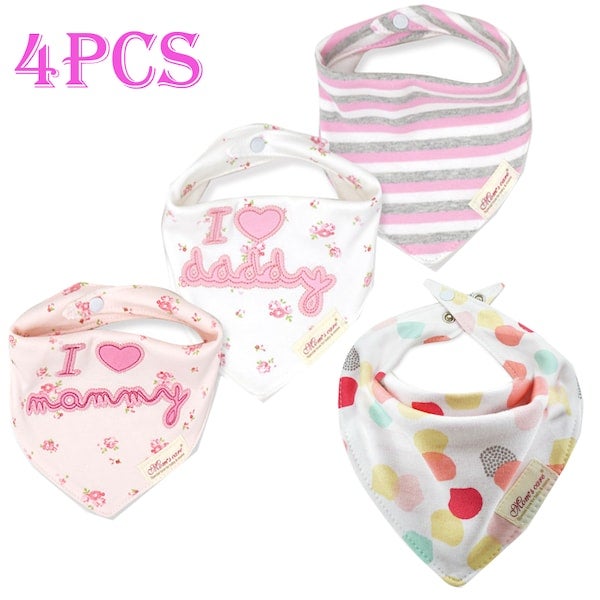 4-Piece Cotton Baby Bandana Drool Bibs - Image 4