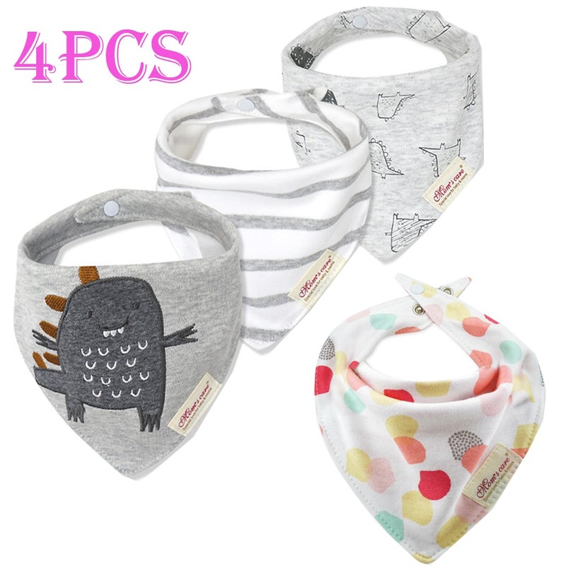 4-Piece Cotton Baby Bandana Drool Bibs - Image 1
