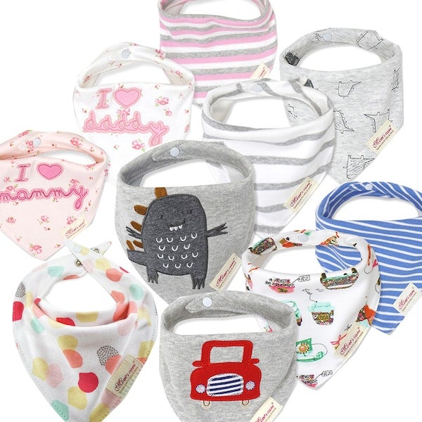 4-Piece Cotton Baby Bandana Drool Bibs - Image 2