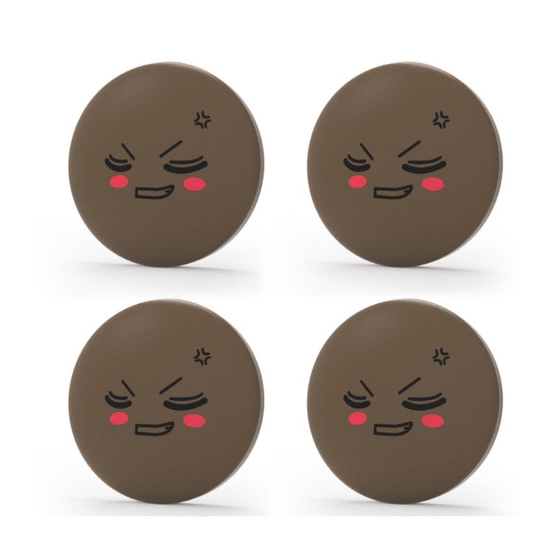 4-Piece Wall Cute Face Design Soft Stickers  Anti-Collision Pads Set - Image 1