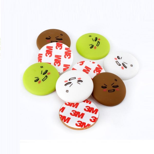 4-Piece Wall Cute Face Design Soft Stickers  Anti-Collision Pads Set - Image 4