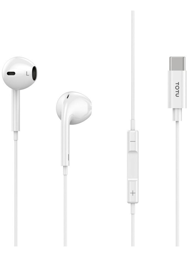 Totu - Glory Series Type-C Digital Wired Headset Compatible With iPad Pro, Macbook White - Image 1