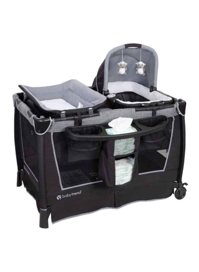 babytrend - 2-In-1 Removable Musical Vibration Rocker Bassinet Nursery Center For Twins With Canopy And Carry Handles - Image 1
