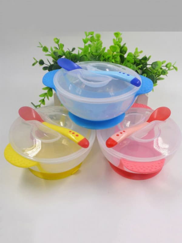 Generic Child Feeding Bowl Lid With Spoon Sets  - Image 3