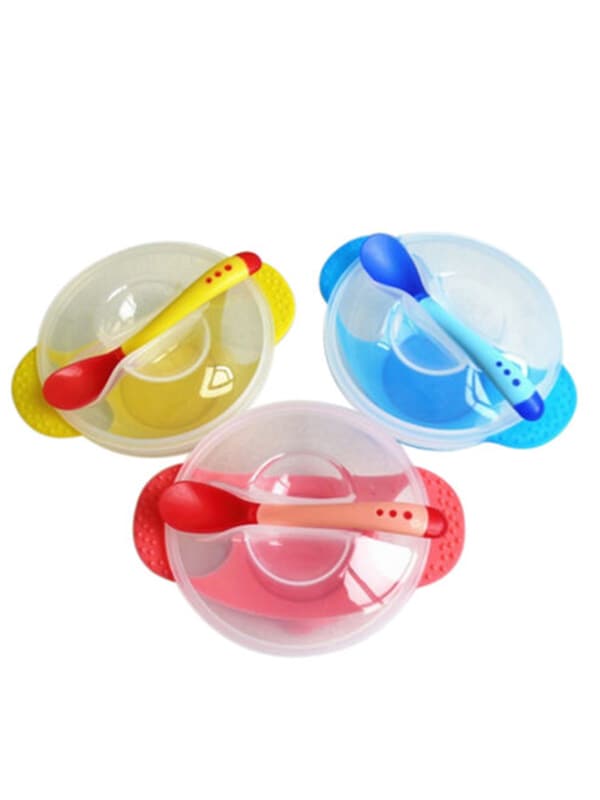 Generic Child Feeding Bowl Lid With Spoon Sets  - Image 4