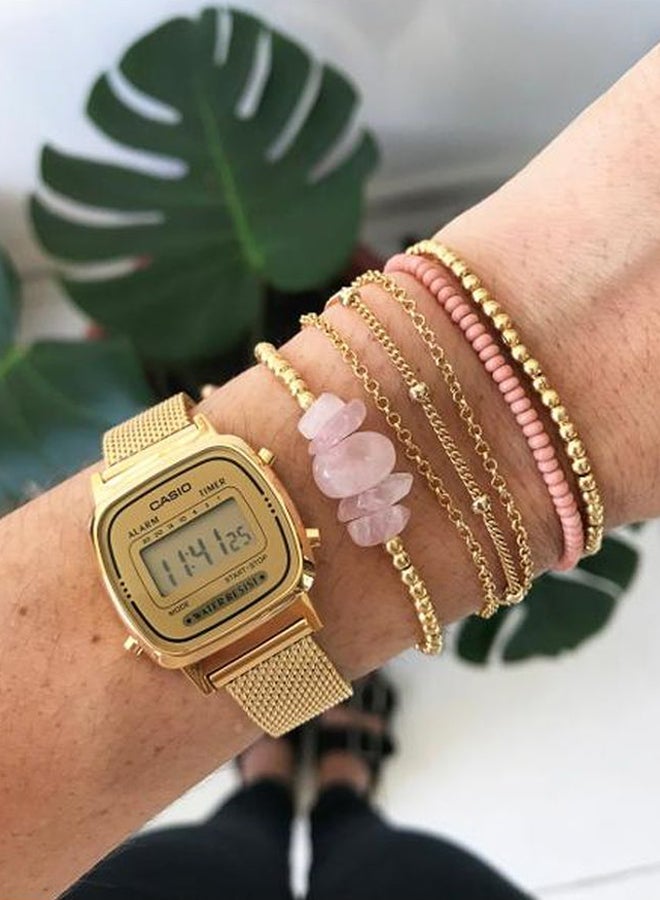 كاسيو ساعة يد رقمية مقاومة للماء طراز LA670WEMY-9DF للنساء - Image 4