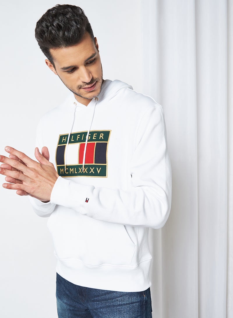 TOMMY HILFIGER Icon Badge Hoodie White - Image 1