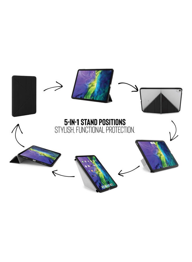 Pipetto - Origami Case Cover for iPad Air 5 10.9 inch 5th / 4th Generation (2022 / 2020) Apple Pencil 2 Sync Charge Compatible Black - Image 1