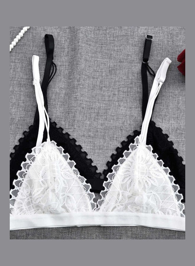 Ultra Thin Solid Color Lace Triangle Bra Black - Image 3