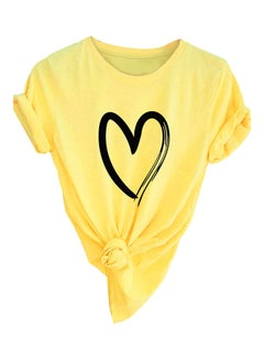 Cute Love Heart T-Shirt Top Yellow