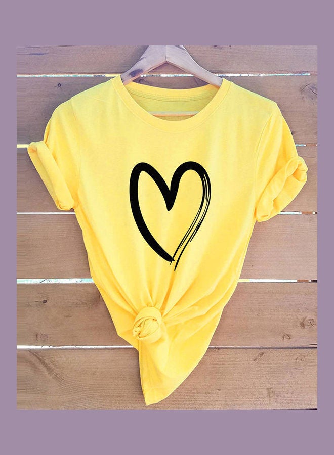 Generic - Cute Love Heart T-Shirt Top Yellow - Image 1