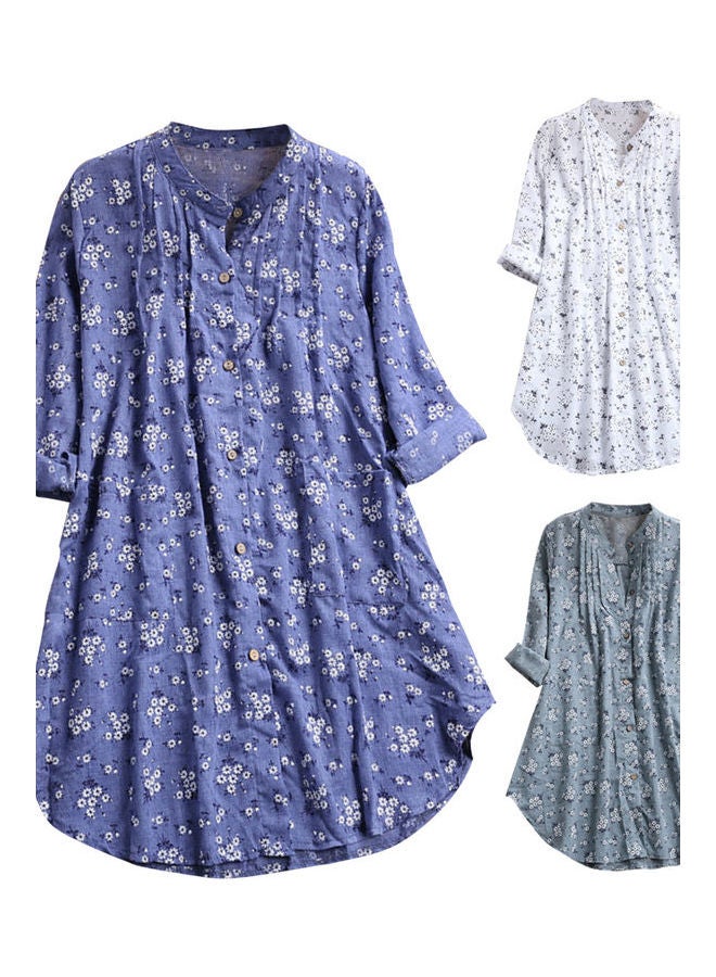 قميص طويل بطبعة زهور اخضر فاتح - Image 2