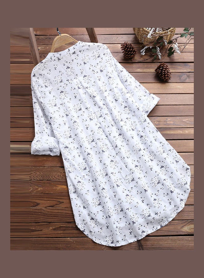 قميص طويل بطبعة زهور اخضر فاتح - Image 4