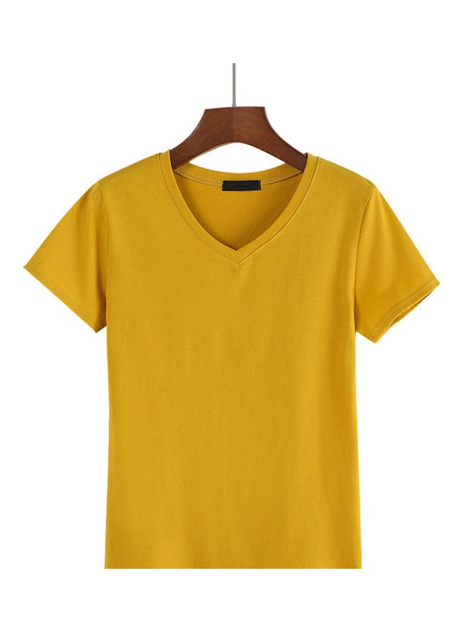 Casual Slim Fit Basic T-Shirt Yellow