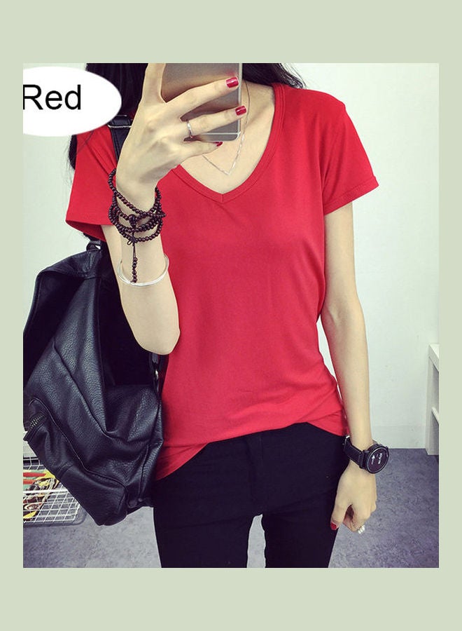 Slim Fit Basic V Neck Short Sleeve T-Shirt Light Green - Image 4