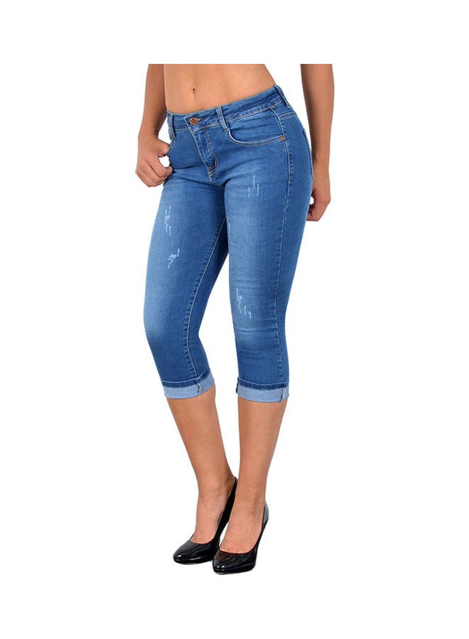 Denim Capri Pants Light Blue