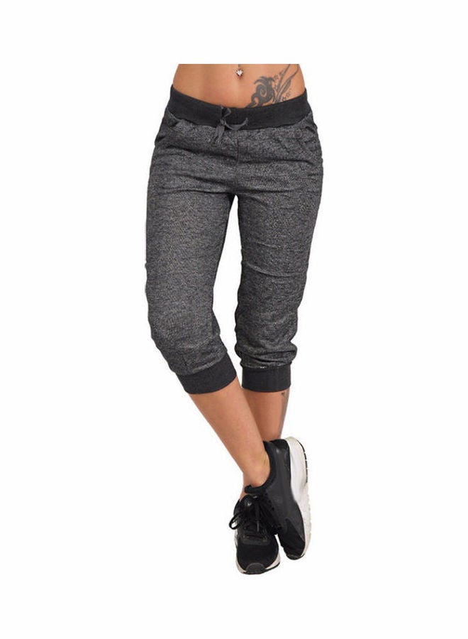 Drawstring Capri Pants Black 