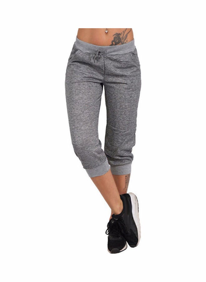 Drawstring Capri Pants Grey  - Image 1
