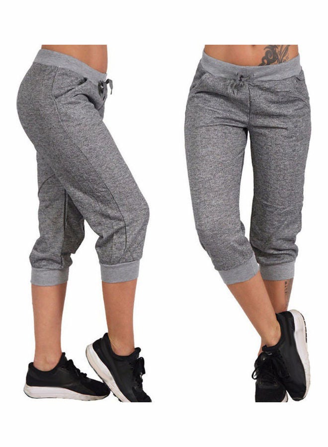 Drawstring Capri Pants Grey  - Image 2